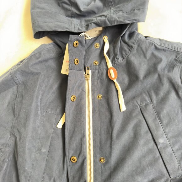Marine Layer Milie Navy Blue Raincoat Hooded Lightweight Coat Large snap/zip New - Picture 3 of 16